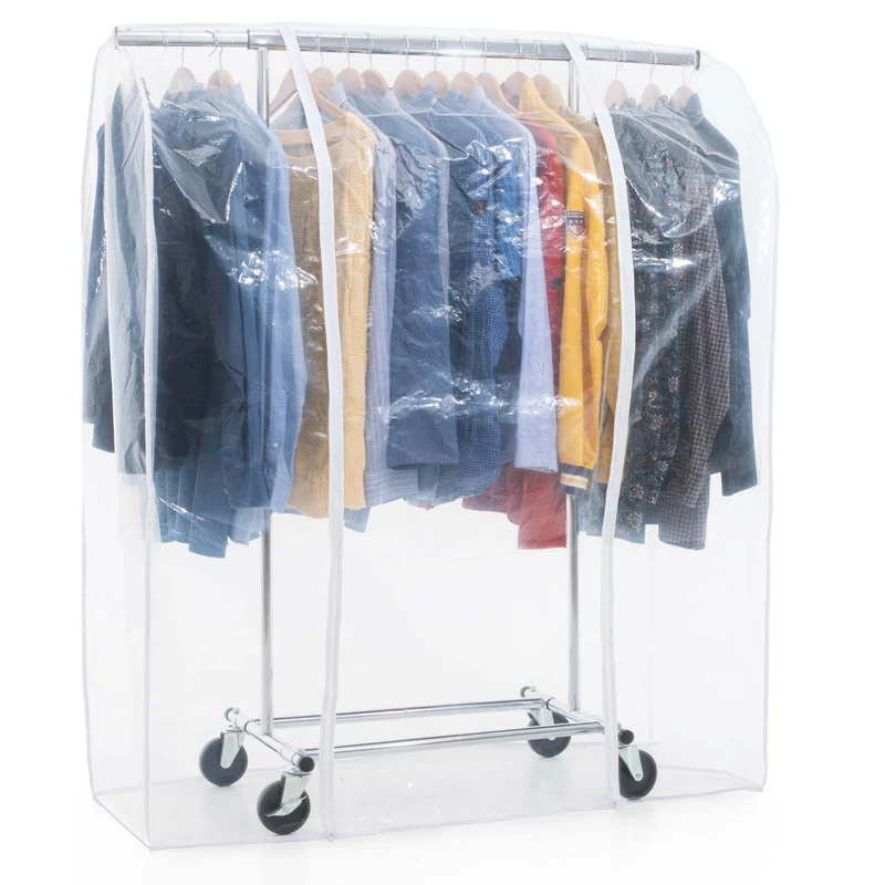 Tatkraft Darren & Anwalt – Portant à vêtements solide sur roulettes avec housse transparente imperméable, jusqu’à 100 kg
