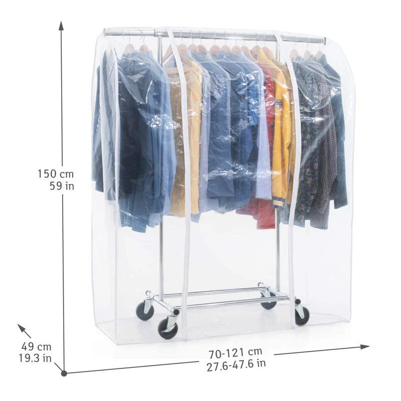 Tatkraft Darren & Anwalt – Portant à vêtements solide sur roulettes avec housse transparente imperméable, jusqu’à 100 kg