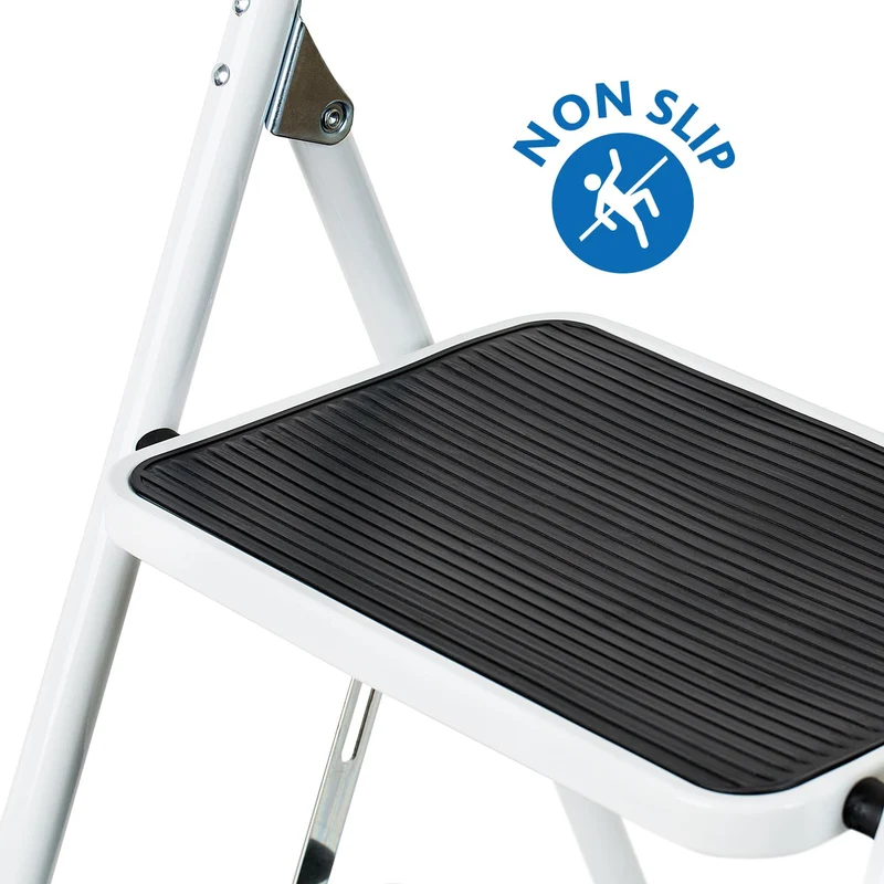 WonderWorker Bold – Escabeau pliable 3 marches antidérapantes en acier, jusqu’à 150 kg, certificat GS