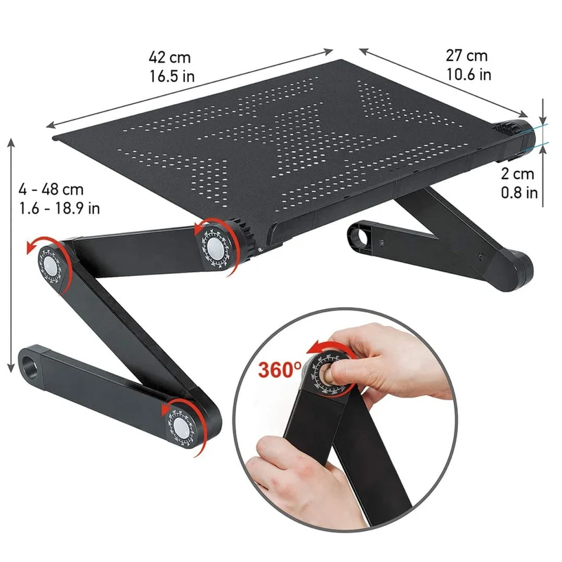 WonderWorker Newton – Support réglable pour ordinateur portable jusqu’à 17 pouces, table de lit en aluminium, poids : 1 kg