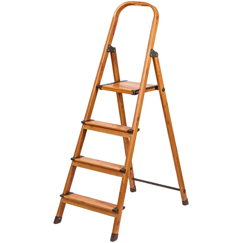 Tatkraft Upgrade 4 – Escabeau pliable 4 marches antidérapantes, jusqu’à 150 kg, ultra-léger, garde-corps, design scandinave