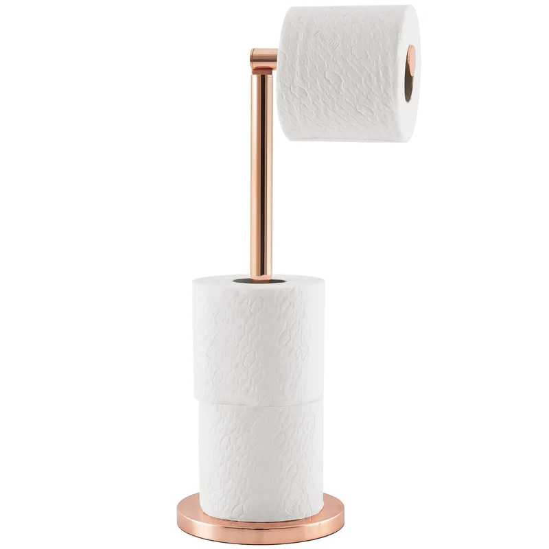 Tatkraft Tess Porte-Rouleau pour Papier Toilette en Acier Inox sur Pied,, 15x42 cm