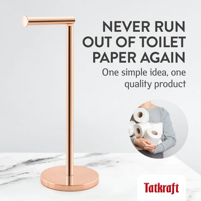 Tatkraft Tess Porte-Rouleau pour Papier Toilette en Acier Inox sur Pied,, 15x42 cm