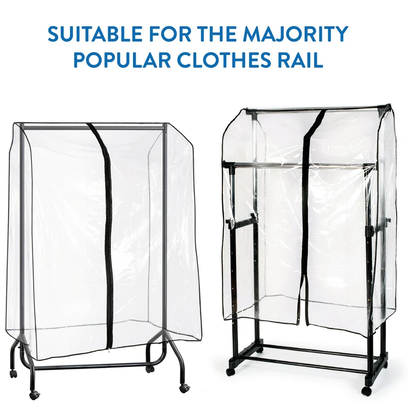 Tatkraft Smart Cover - Housse de Protection Universelle pour Portant à Vêtements Penderie, Transparente, Fermeture éclair, L90 cm, Portant non Inclus