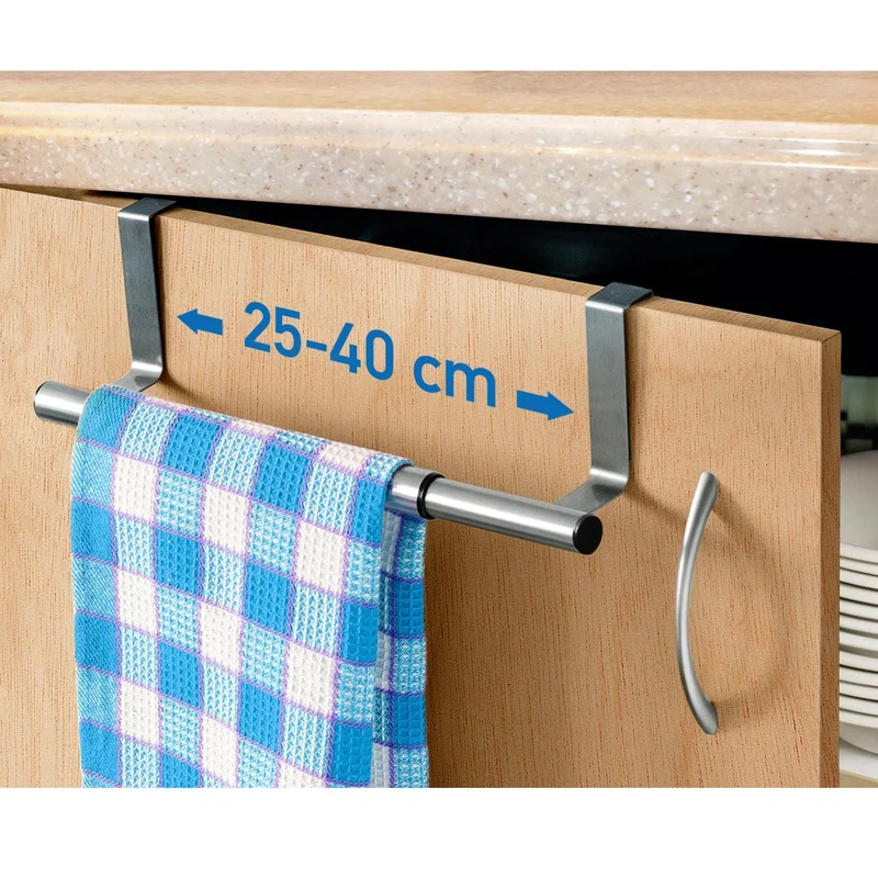 Tatkraft Spread – Porte-serviettes extensible en acier inoxydable à suspendre sur porte de placard, 25–40 cm