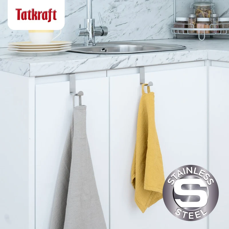 Tatkraft Seger – Lot de 6 crochets de porte réversibles en acier inoxydable, jusqu’à 5 kg chacun