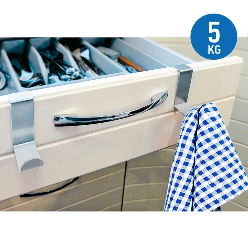 Tatkraft Seger – Lot de 6 crochets de porte réversibles en acier inoxydable, jusqu’à 5 kg chacun