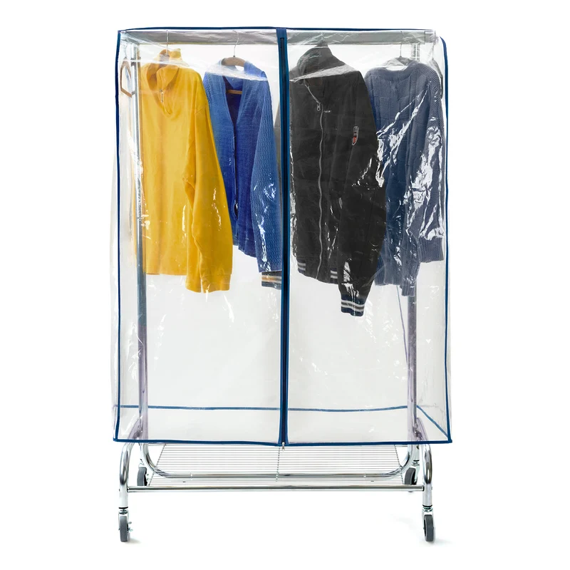 Tatkraft Screen – Housse transparente imperméable en polyéthylène pour portant à vêtements, 96 × 60 × 150 cm, avec fermeture éclair