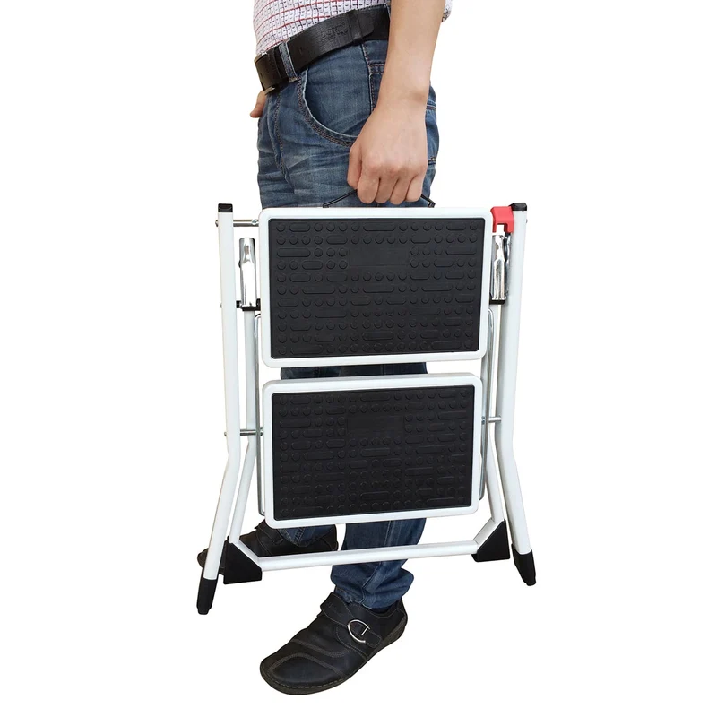 Tatkraft Rock – Escabeau pliable 2 marches antidérapantes en acier, jusqu’à 150 kg