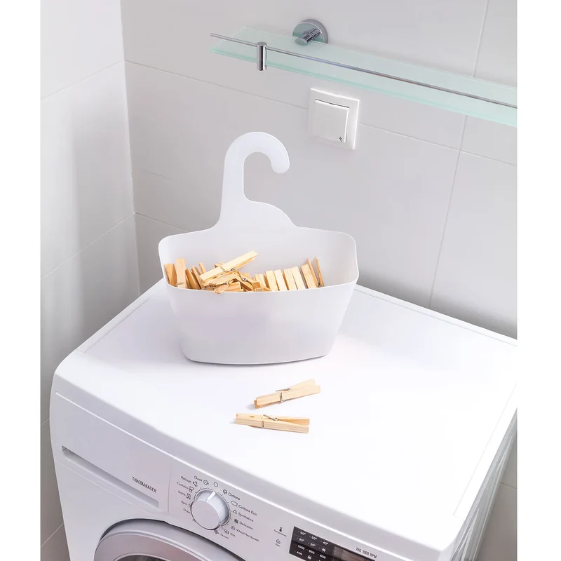 Tatkraft Posh Panière de Douche Plastique Blanc à Suspendre, 2 Paniers de Rangement pour la Maison avec Crochet