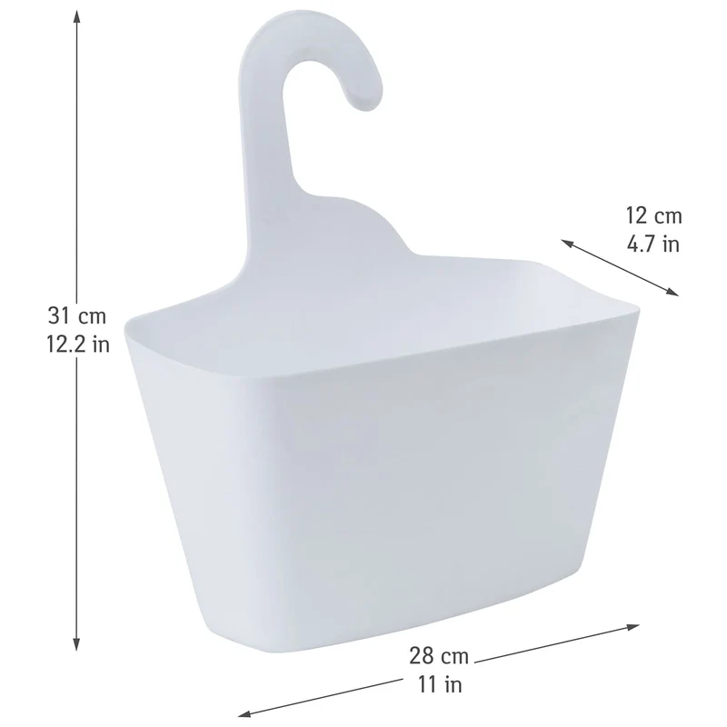 Tatkraft Posh Panière de Douche Plastique Blanc à Suspendre, 2 Paniers de Rangement pour la Maison avec Crochet