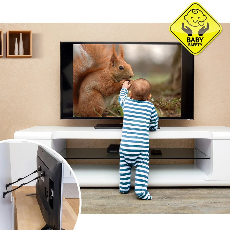 Tatkraft Protect - 4 sangles de sécurité pour téléviseur et meubles, 2 blanches et 2 noires