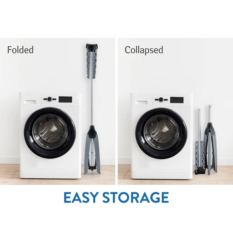 Tatkraft Pine - Séchoir à Linge Tour, Petit Étendoir à Linge Pliable Solide, Porte Cintres à Bras, Trépied de Séchage, Capacité: 30 Kg, 42 Cintres