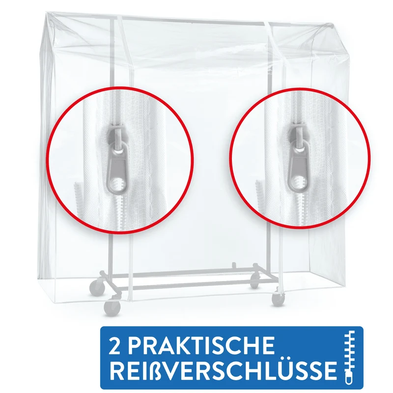 Tatkraft Protector – Housse transparente imperméable pour portant à vêtements, 120 × 60 × 160 cm, 2 fermetures éclair