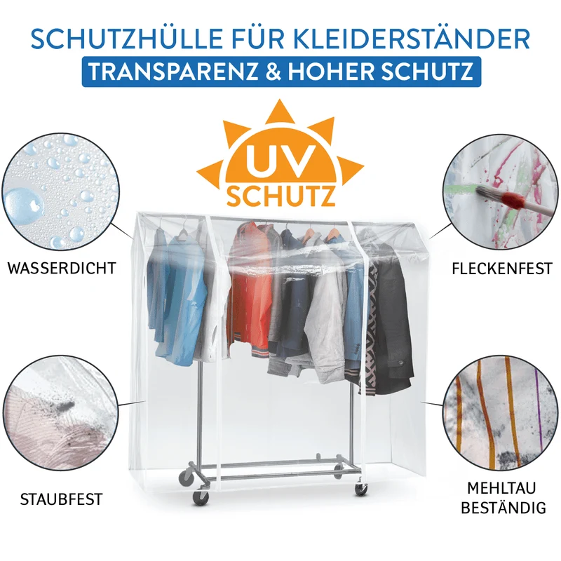 Tatkraft Protector – Housse transparente imperméable pour portant à vêtements, 120 × 60 × 160 cm, 2 fermetures éclair