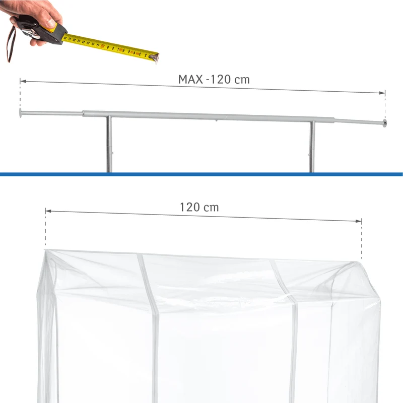 Tatkraft Protector – Housse transparente imperméable pour portant à vêtements, 120 × 60 × 160 cm, 2 fermetures éclair