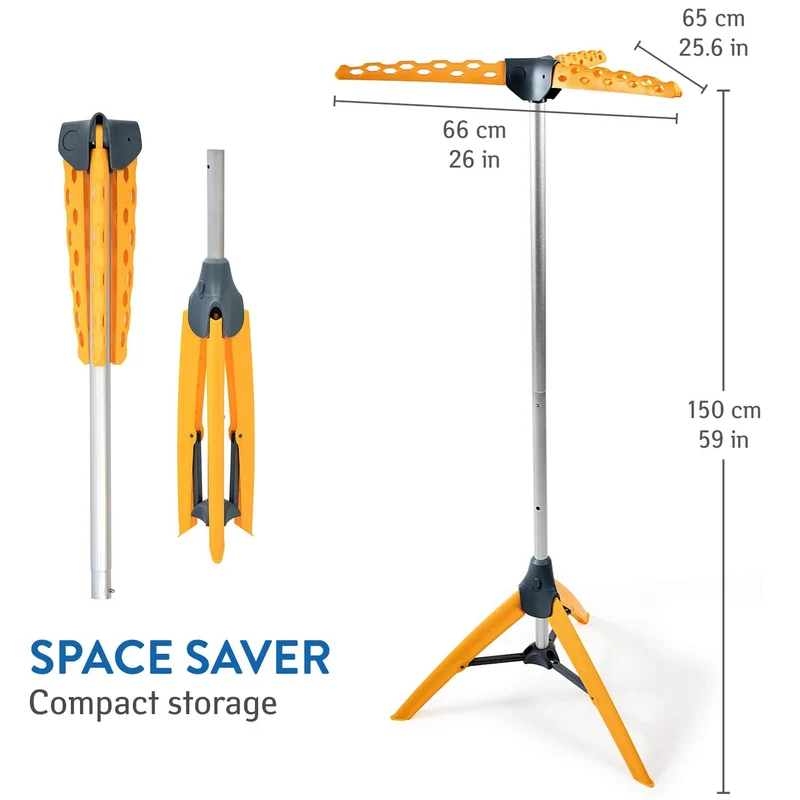 Tatkraft Palm - Étendoir Cintre, Petit Séchoir à Linge Pliable, Étendoir à Linge Tour, Vertical Séchage et Repassage, Capacité: 30 Kg, 42 Cintres