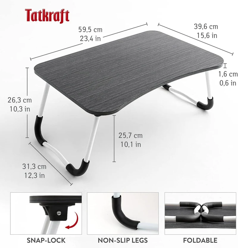 Tatkraft Olaf - Grand bureau Pliant d’Ordinateur pour les Genoux, Plateau de lit de Petit-Déjeuner