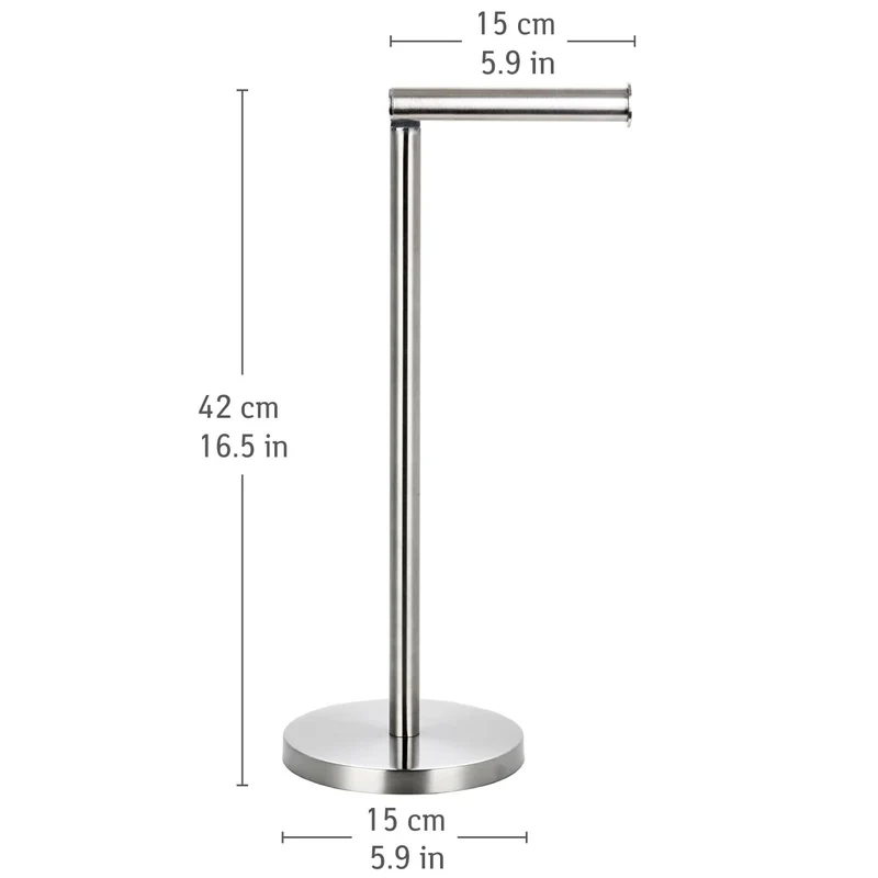 Tatkraft Kiara Porte-Rouleau pour Papier Toilette en Acier Inox sur Pied, Idéal pour 4 Rouleaux de Papier Hygiénique, Entretien Facile