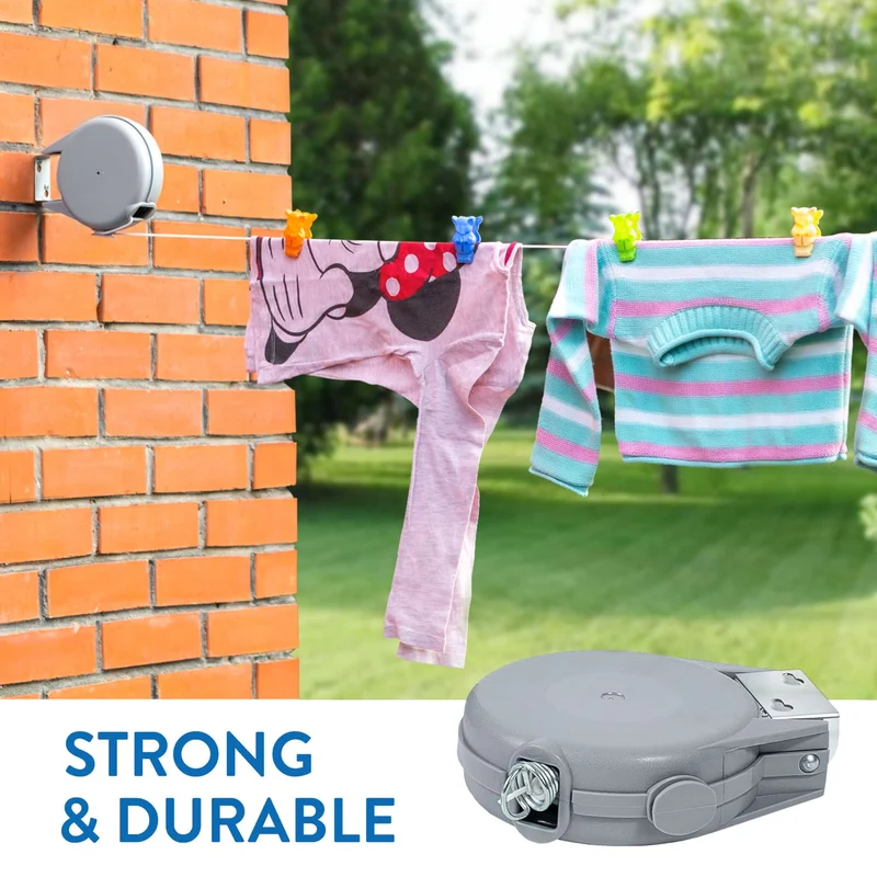 art moon Long – Corde à linge extérieure rétractable automatique de 12 m, fixation murale