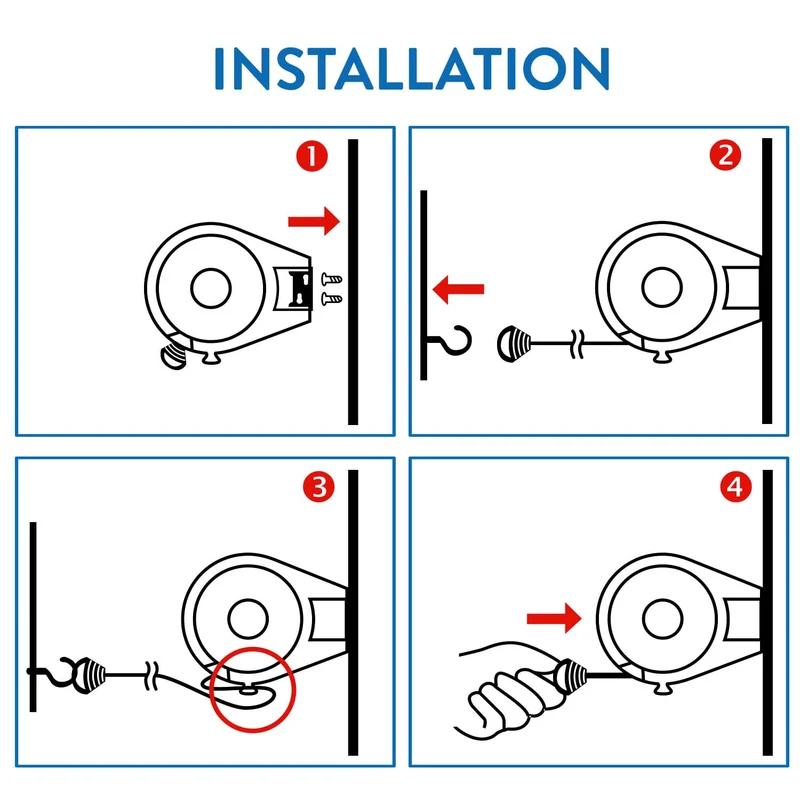 art moon Long – Corde à linge extérieure rétractable automatique de 12 m, fixation murale