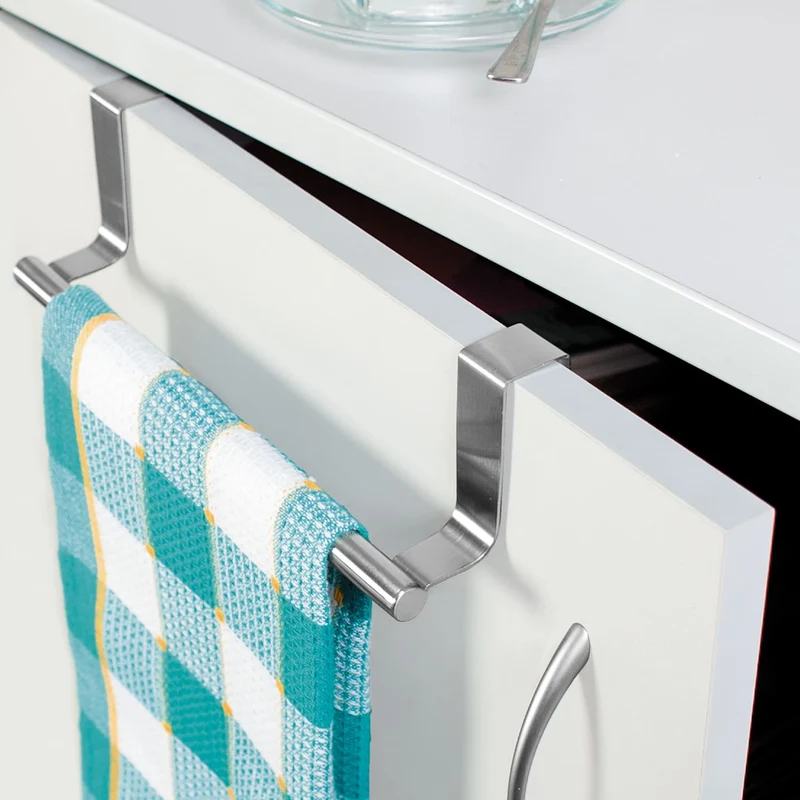Tatkraft Horizon Porte Serviettes Torchons sur Porte, Barre Acier Inox à Suspendre sur Porte de Placard, Installation sans Perçage