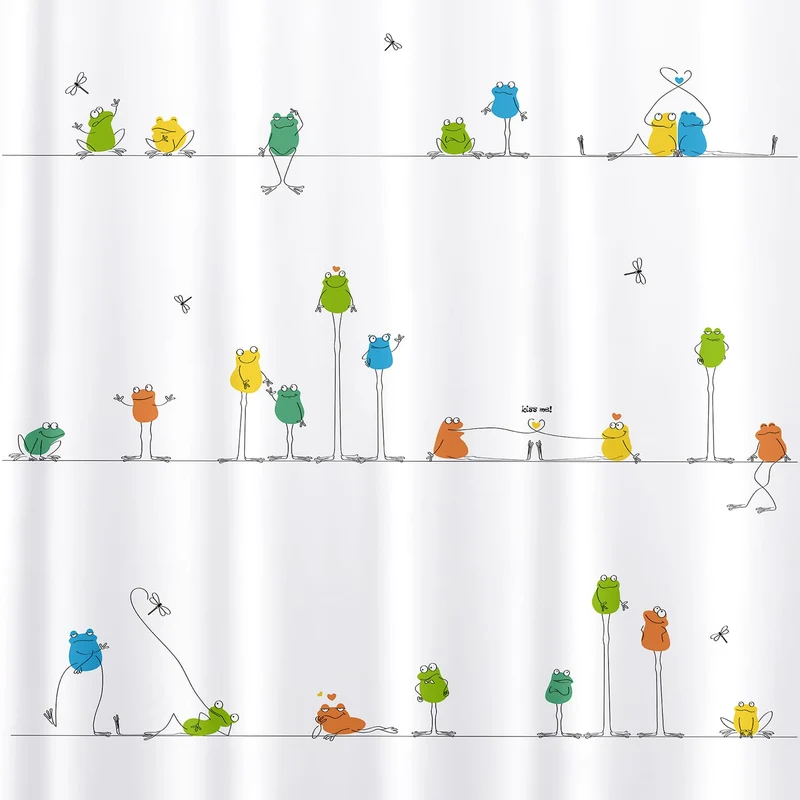 Tatkraft Funny Frogs Rideau de Douche et Baignoire en Polyester Imperméable avec 12 Anneaux, Anti-Moisissure, 180 x 180 cm