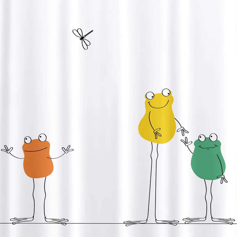 Tatkraft Funny Frogs Rideau de Douche et Baignoire en Polyester Imperméable avec 12 Anneaux, Anti-Moisissure, 180 x 180 cm