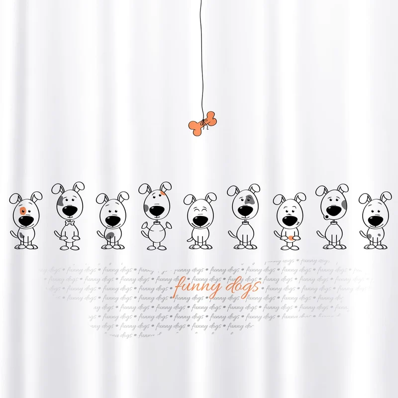Tatkraft Funny Dogs Rideau de Douche et Baignoire en Polyester Imperméable avec 12 Anneaux, Anti-Moisissure, 180 x 180 cm