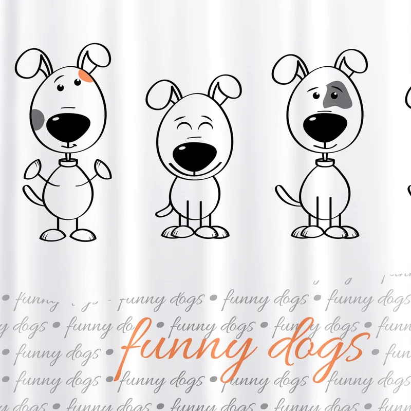 Tatkraft Funny Dogs Rideau de Douche et Baignoire en Polyester Imperméable avec 12 Anneaux, Anti-Moisissure, 180 x 180 cm