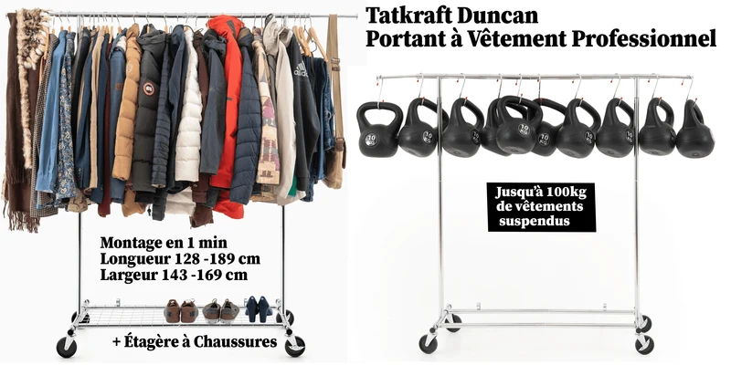 Portant à vêtements réglable avec étagère – Tatkraft Duncan