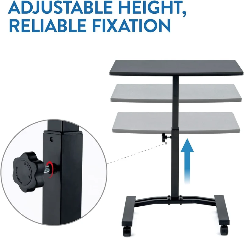 Tatkraft Dream - Table pour ordinateur de bureau, Hauteur réglable 52-84 cm, 4 roulettes