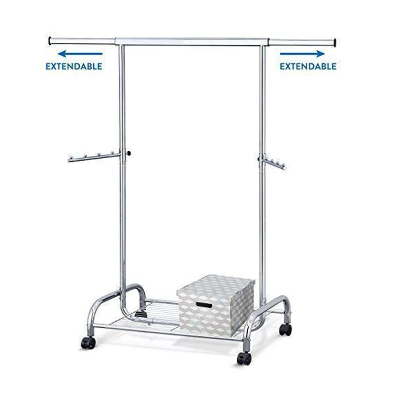 Tatkraft Bull - Portant à Vêtements INOX Multi Rangements sur Roulettes, Étagère à Chaussures, Jusqu'à 80 kg de Charge