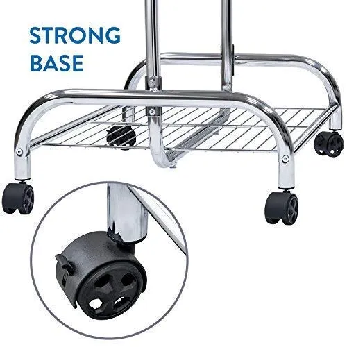 Tatkraft Bull - Portant à Vêtements INOX Multi Rangements sur Roulettes, Étagère à Chaussures, Jusqu'à 80 kg de Charge