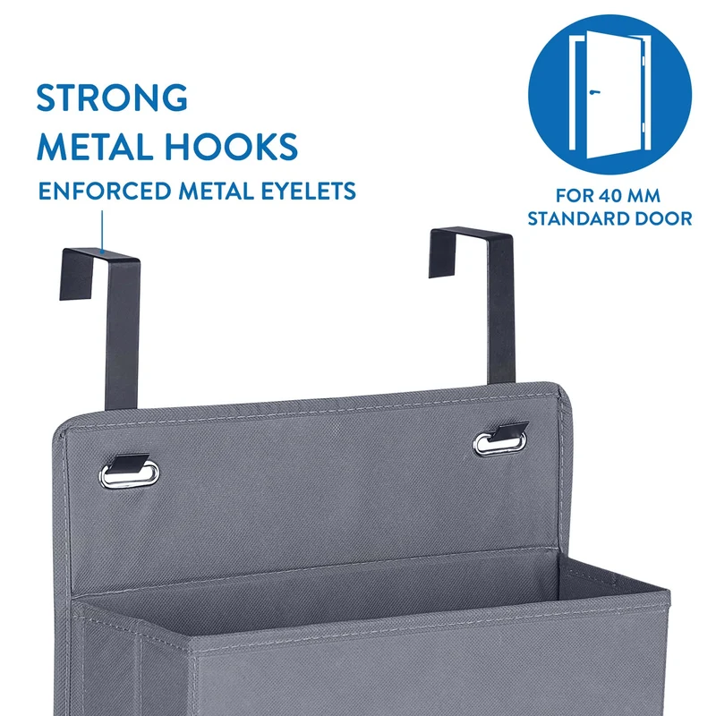 Tatkraft Cozy - Etagère de Rangement, Organisateur en Tissu à Suspendre sur les Portes et Murs, 4 Compartiments, Look Qualitatif et Elégant