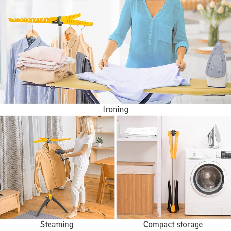 art moon Elm – Étendoir à linge pliable sur pied pour 63 cintres, jusqu’à 22 kg, compact