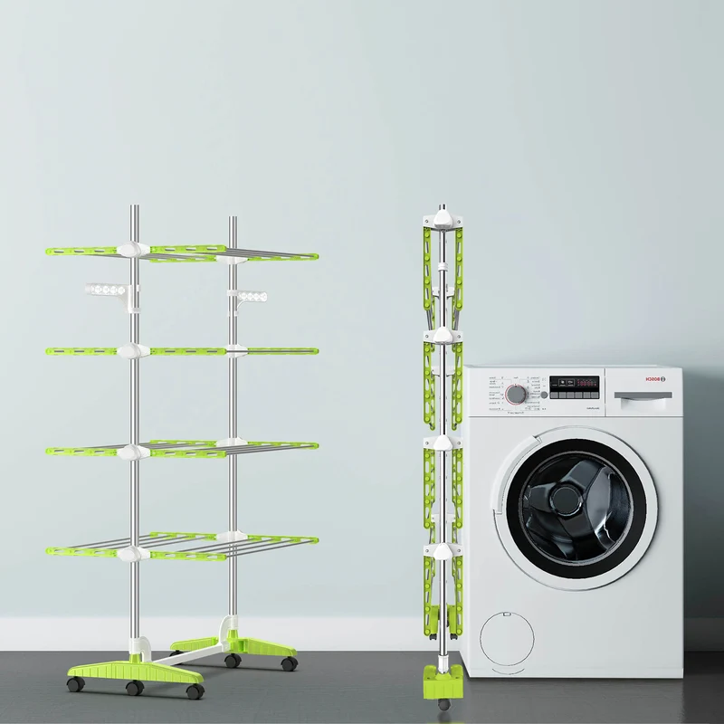 Étendoir à Linge, 4 Étagères avec Ailes