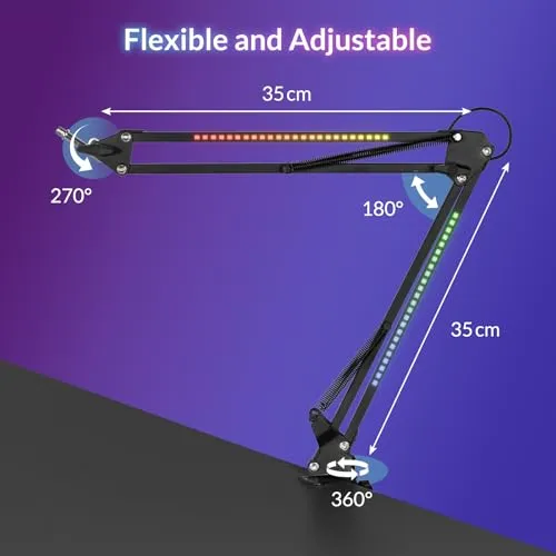 Bras De Microphone Avec Lumière RGB, Réglable