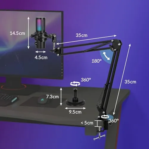 Kit De Microphone De Jeu USB, RGB, Bouton Muet