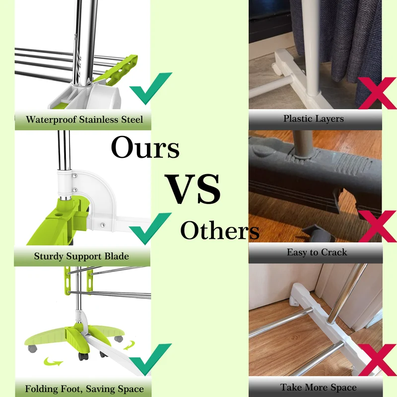 Étendoir à Linge, 4 Étagères (Ailes, Vert/Blanc)