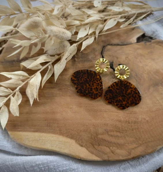BOUCLE D'OREILLE PÉTALE LÉOPARD