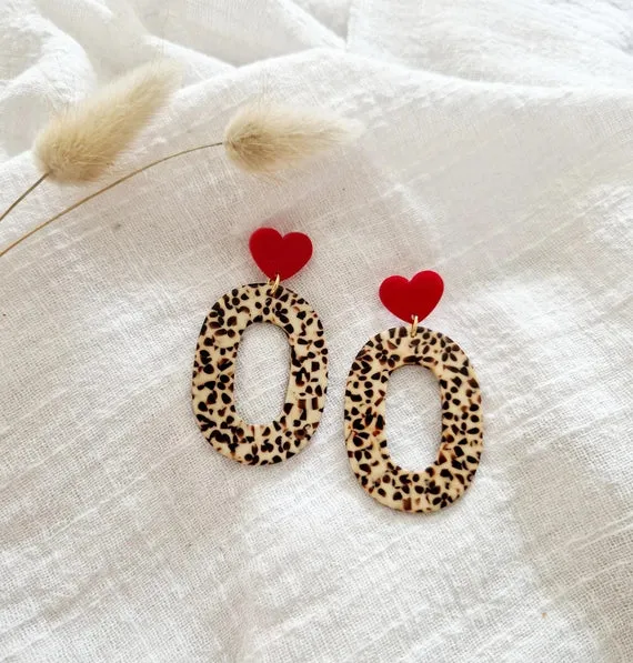 BOUCLE D'OREILLE OVALE LÉOPARD