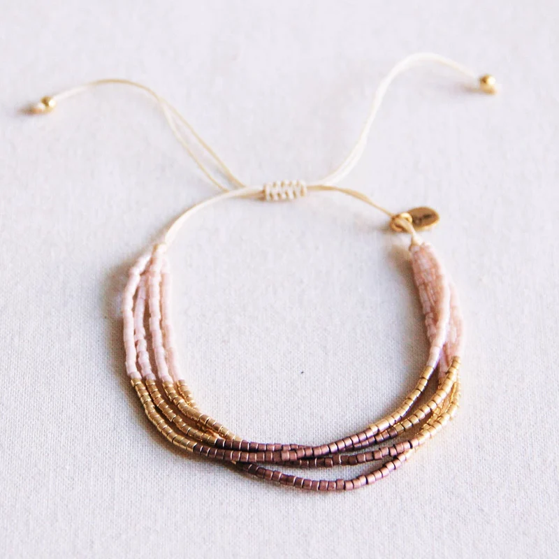 BRACELET PERLES - nude/taupe/plaqué or
