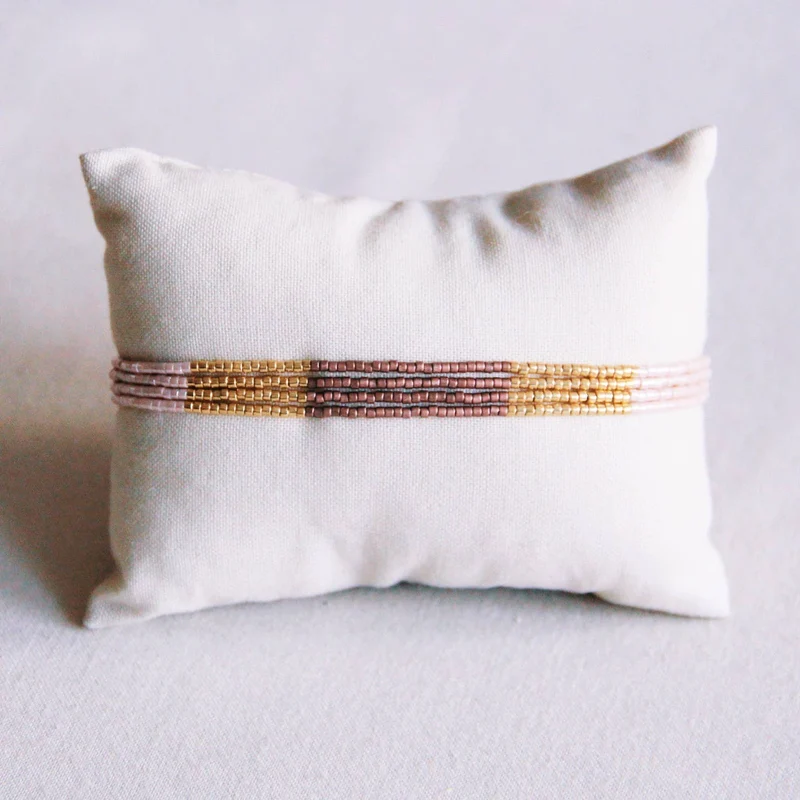 BRACELET PERLES - nude/taupe/plaqué or