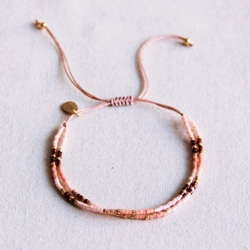 BRACELET EN PERLES - rose/nude/bordeaux