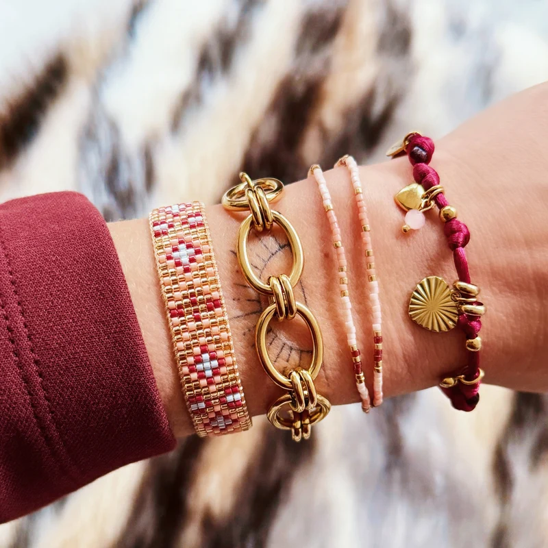BRACELET EN PERLES - rose/nude/bordeaux