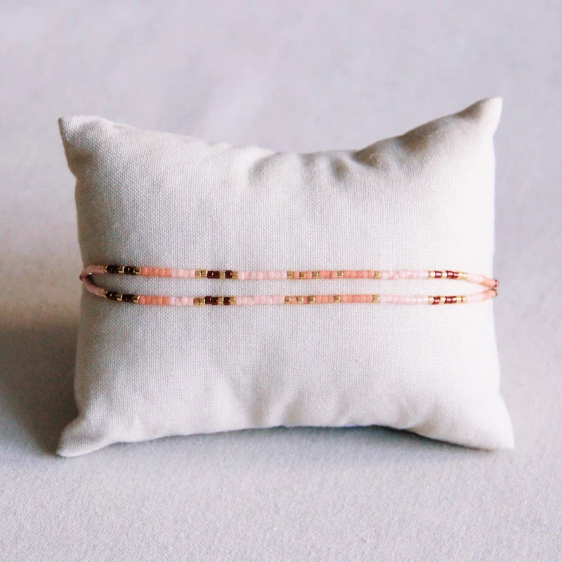 BRACELET EN PERLES - rose/nude/bordeaux
