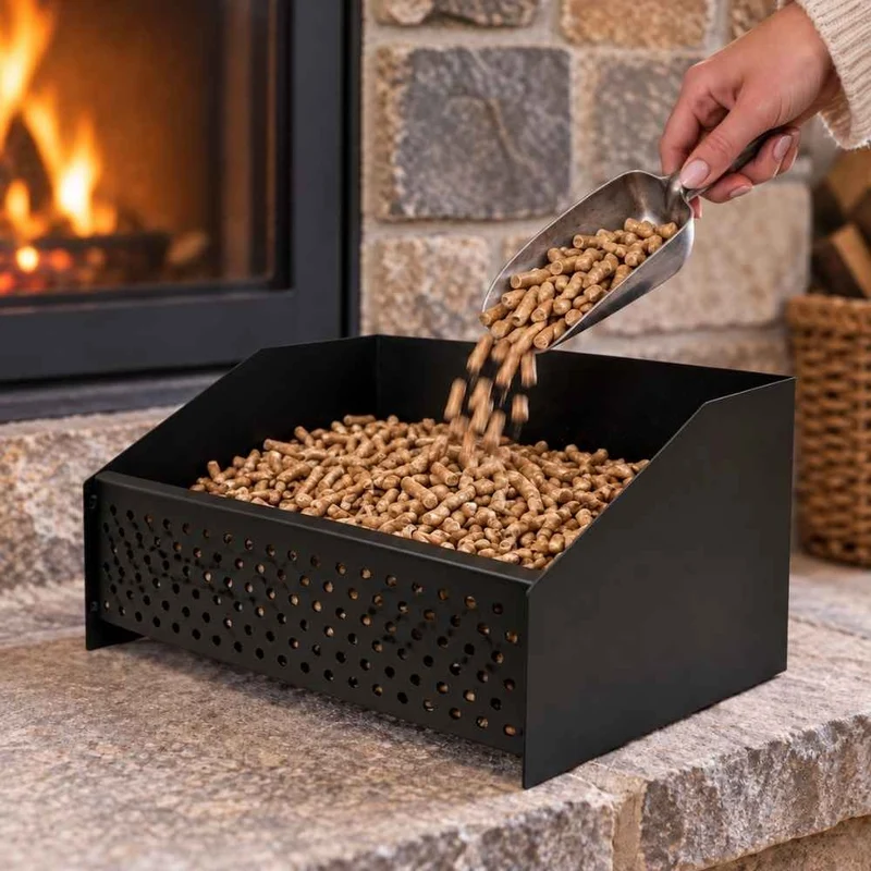 PANIER BRULEUR A GRANULES POUR CHEMINEE EN ACIER 30 × 25 × 17 CM