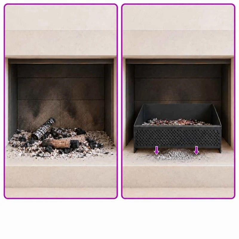PANIER BRULEUR A GRANULES POUR CHEMINEE EN ACIER 30 × 25 × 17 CM