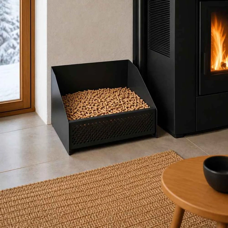 PANIER BRULEUR A GRANULES POUR CHEMINEE EN ACIER 30 × 25 × 17 CM